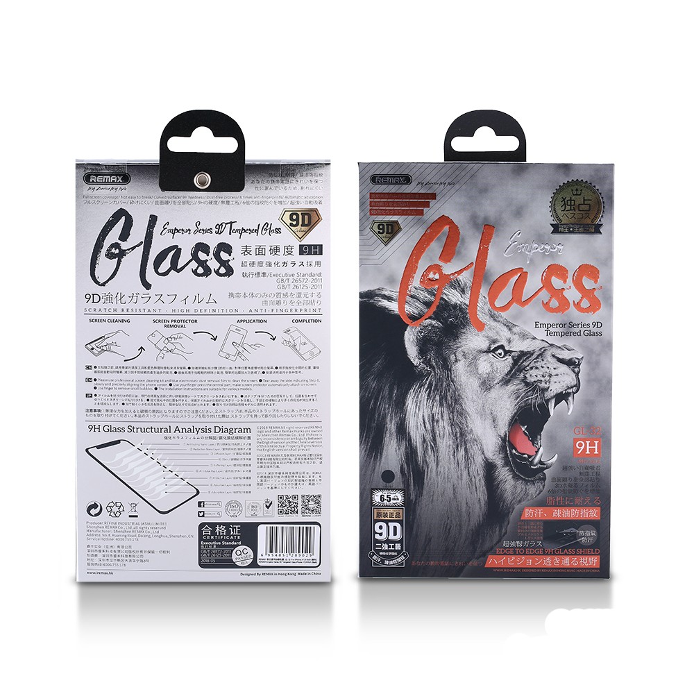 REMAX EMPEROR TEMPERED GLASS 9D FULL GLUE FULL FACE BLACK FOR IPHONE XS MAX GL369