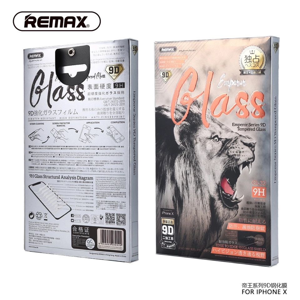 REMAX EMPEROR TEMPERED GLASS 9D FULL GLUE FULL FACE BLACK FOR IPHONE XS MAX GL369