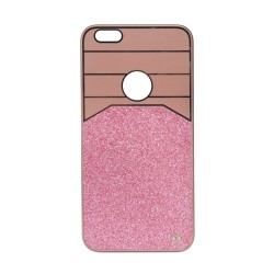 Θήκη Πλαστική Ροζ-Χρυσό με glitter για iPhone6 Plus IK712 OEM